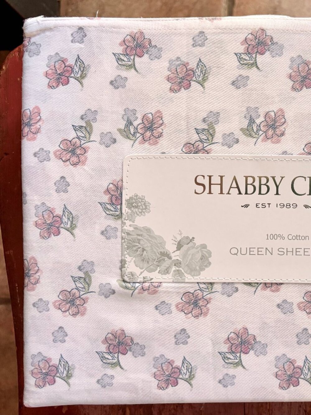 NEW Shabby Chic Queen Small Floral All Cotton Sheet Set (soft purple rose color)